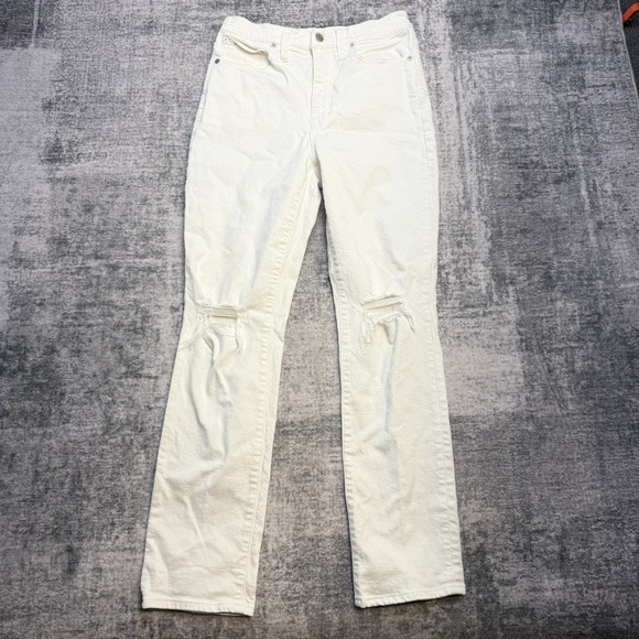 Madewell Denim - Madewell Jeans Womens 27 White Slim BoyJean Distressed Straight Party Preppy
